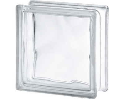 Luxfera vlnka 19 x 19 x 8 cm, sklenená tvárnica číra